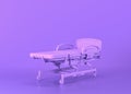 Hospital sickbed, Medical equipment in flat monochrome purple room, 3d rendering