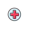 Hospital sign flat outline icon