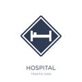 Hospital sign icon. Trendy flat vector Hospital sign icon on white background from traffic sign collection Royalty Free Stock Photo