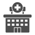 Hospital solid icon. Clinic vector illustration isolated on white. Building glyph style design, designed for web and app