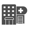 Hospital solid icon. Polyclinic vector illustration isolated on white. Clinic glyph style design, designed for web and