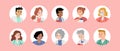 Hospital staff avatars, round icons with doctors