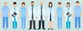 Hospital staff. Group of nine men and women doctors and nurses. Medical people. Royalty Free Stock Photo