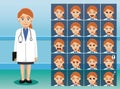 Hospital Staff Pretty Doctor Cartoon Character Emotion faces