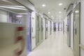 Hospital surgery corridor with rooms. Nobody Royalty Free Stock Photo