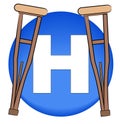 Hospital symbol with crutches