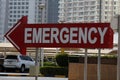 emergency arrow sign board in a hospital to proper direction