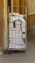 hospital trolley with dirty linen-