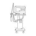 Hospital ventilator. Fighting the coronavirus. Medical equipment. Line art