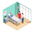 Hospital Visit Friends Isometric Composition