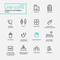 Hospital wayfindings - line design pictograms set