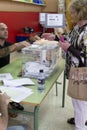 HOSPITALET DE LLOBREGAT,Barcelona,Spain July 23th,2023: Person at the polling station choosing exercising her right to vote.