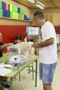 HOSPITALET DE LLOBREGAT,Barcelona,Spain July 23th,2023: Person at the polling station choosing exercising his right to vote.