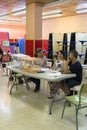 HOSPITALET DE LLOBREGAT,Barcelona,Spain July 23th,2023: Person at the polling station waiting people to vote.