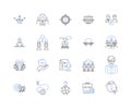 Hospitality desk line icons collection. Welcome, Assistance, Information, Service, Reception, Help, Support vector and