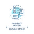 Hospitality industry turquoise concept icon