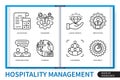 Hospitality management infographics linear icons Royalty Free Stock Photo