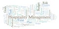 Hospitality Management word cloud, made with text only. Royalty Free Stock Photo