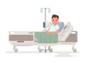 Hospitalization of the patient. A sick person is in a medical be