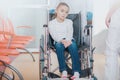 Hospitalized Girl on Wheelchair Royalty Free Stock Photo