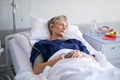 Hospitalized senior woman sleeping at hospital Royalty Free Stock Photo