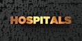 Hospitals - Gold text on black background - 3D rendered royalty free stock picture