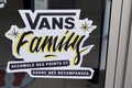 Vans family logo text and brand sign for fashion store us footwear shoes apparel Royalty Free Stock Photo