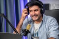 Host channel of creative broadcasters advice in live with listeners. Sellable.