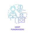 Host fundraisers blue gradient concept icon