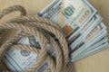 Hostage buyout concept image. Money dollars and rope Royalty Free Stock Photo