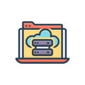 Color illustration icon for Hosted, cloud and center