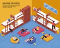 Hostel Bedroom Isometric Illustration Royalty Free Stock Photo