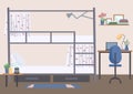 Hostel, dorm room flat color vector illustration