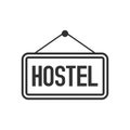 Hostel Sign Outline Flat Icon on White
