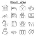 Hostel icon set in thin line style Royalty Free Stock Photo