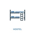 Hostel icon in two colors. Creative design from city elements icons collection. Colored hostel icon for web and mobile design Royalty Free Stock Photo