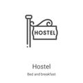 hostel icon vector from bed and breakfast collection. Thin line hostel outline icon vector illustration. Linear symbol for use on