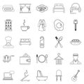 Hostel icons set, outline style Royalty Free Stock Photo