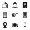 Hostel icons set, simple style