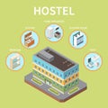 Hostel Isometric Background