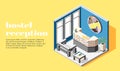Hostel Reception Isometric Background Royalty Free Stock Photo