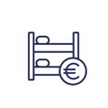 Hostel line icon with euro