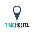 Hostel logo. Hotel logo. Travel rest place. Vector illustration.