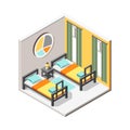 Hostel Room Isometric Composition Royalty Free Stock Photo