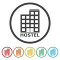 Hostel simple icon. Set icons in color circle buttons Royalty Free Stock Photo