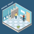 Hostel Toilet Isometric Background