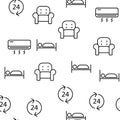 Hostel, Tourist Accommodation Vector Linear Icons Set Royalty Free Stock Photo