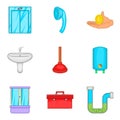 Hostelry icons set, cartoon style