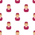 Hostess Avatar Flat Icon Seamless Pattern