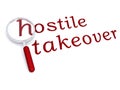 Hostile takeover with magnifying glass Royalty Free Stock Photo
